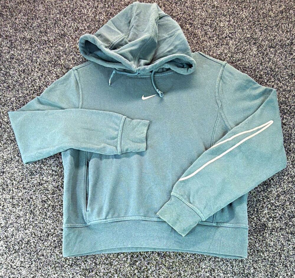 Nike Dri-FIT Women's Green Pullover Fleece Hoodie Pockets Logo XS FB5693-328